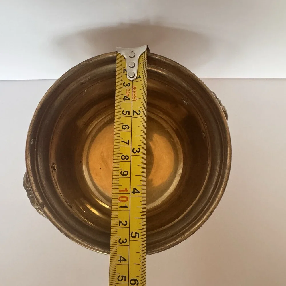 Vintage Brass Planter Jardiniere With Handles – Footed Lion Paw Base 4.5x6